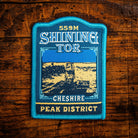 Shining Tor retro woven patch – highest point in Cheshire, Peak District, pub sign design, iron-on