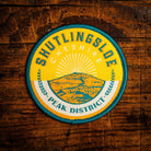 Shutlingsloe retro woven patch – distinctive Peak District peak near Macclesfield, pub sign design, iron-on
