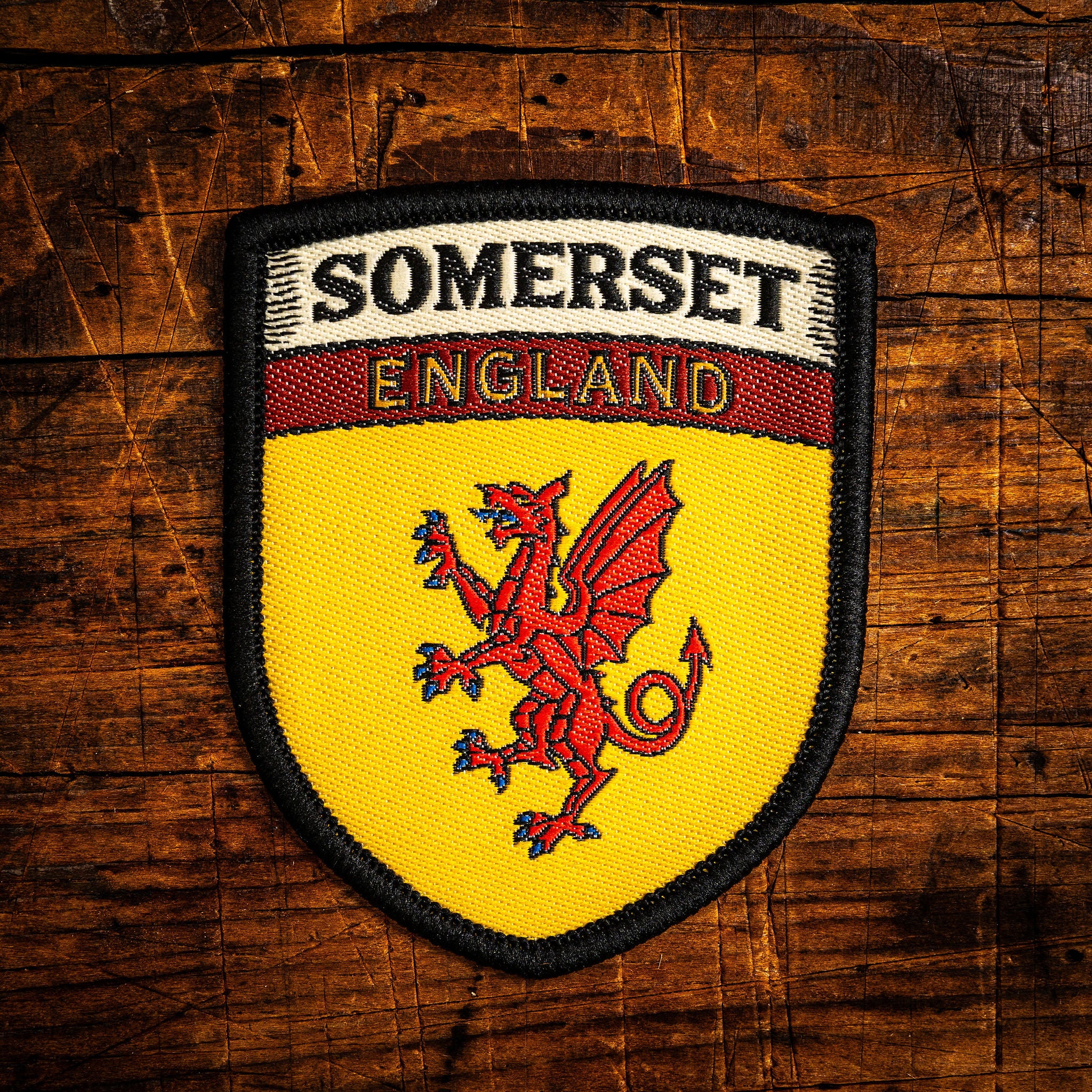 Somerset county flag retro woven patch - county flag of Somerset, England, iron-on backing