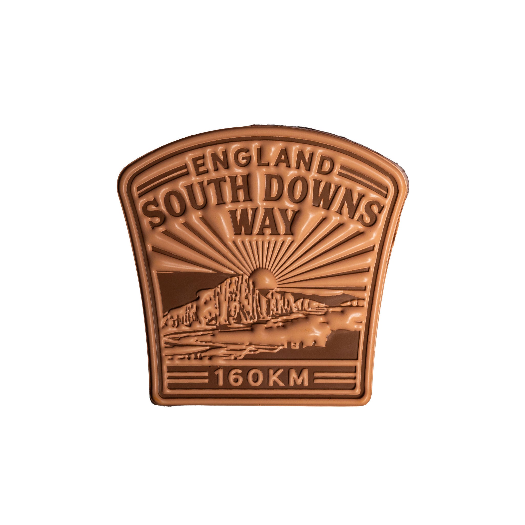 South Downs Way bikepacking patch product shot - retro woven cycling route patch