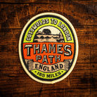 Thames Path retro woven patch – national trail following the Thames from Cotswolds to London, iron-on