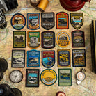 Adventure Patch Company Peak District patches hero shot – pub sign design outdoor hiking patches