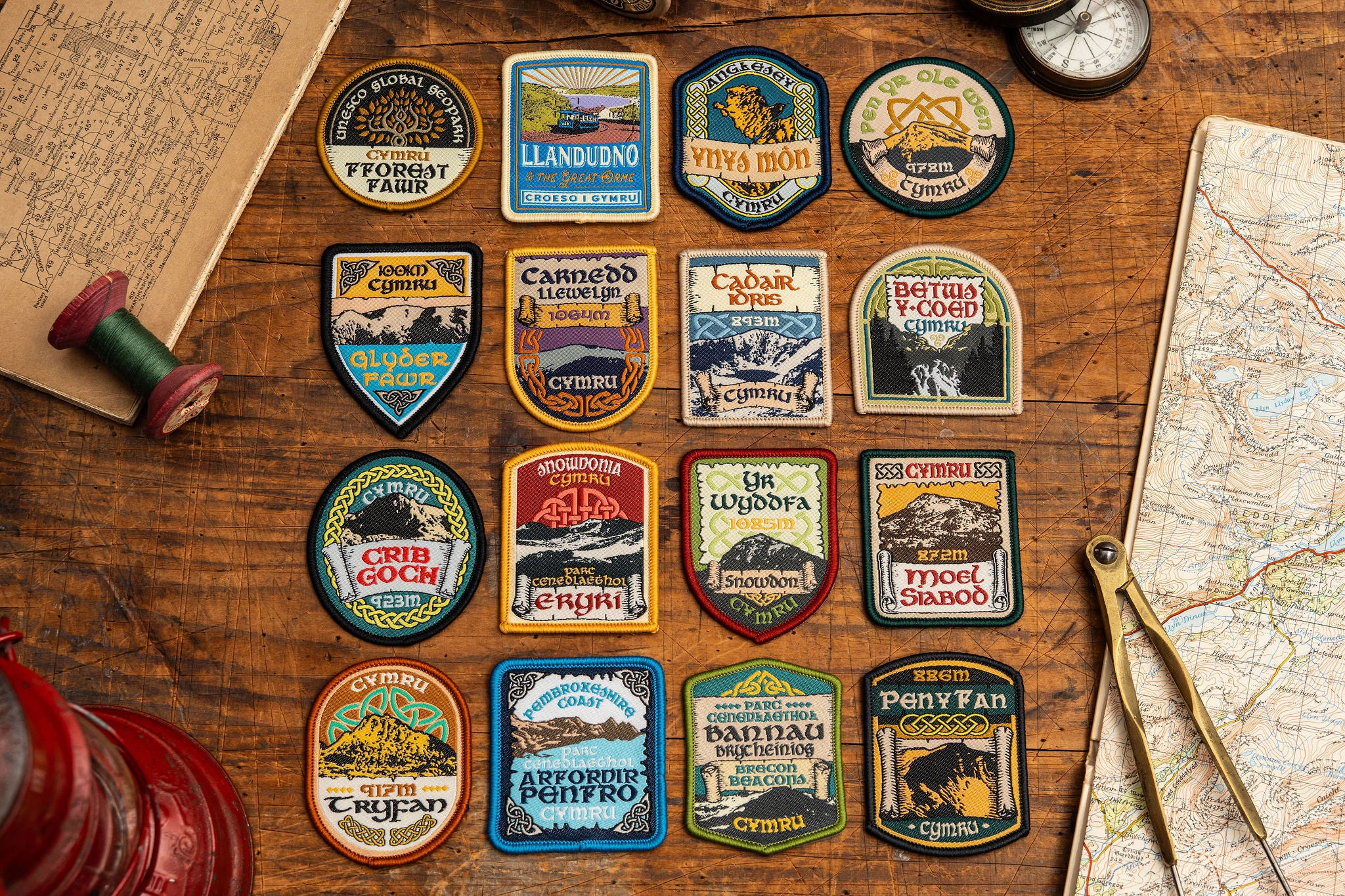 Adventure Patch Company Welsh Mountain patches styled on outdoor gear – Celtic design hiking patches