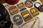 North York Moors patches styled on outdoor gear - retro woven hiking patches collection