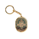 West Highland Way hard enamel keyring - iconic Scottish trail, whisky label design