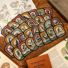 British Wildlife patches collection shot - retro woven wildlife patches displayed on outdoor gear