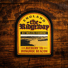 The Ridgeway retro woven patch – historic national trail in southern England, iron-on backing