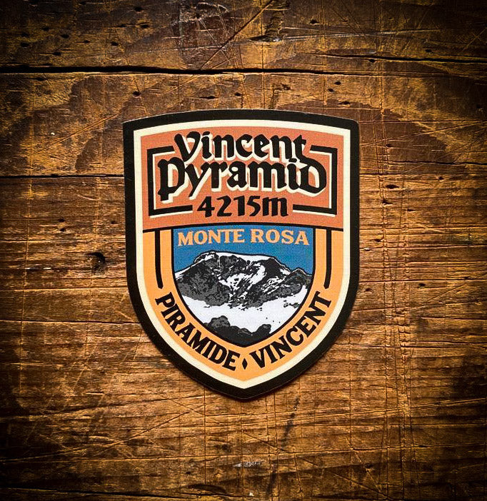 Vincent Pyramid waterproof vinyl sticker – 5cm x 6.2cm, UV resistant, dishwasher safe, Monte Rosa sticker