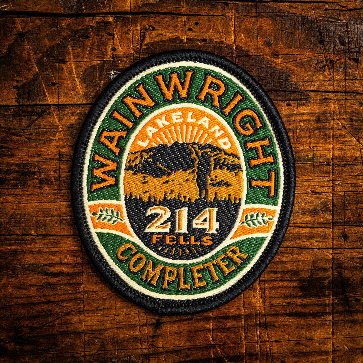 Wainwright completer retro woven patch – celebrating climbing all 214 Lakeland Wainwrights, iron-on