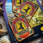 Wales Coast Path patch and map displayed together – retro woven trail patch for Welsh coastal walkers
