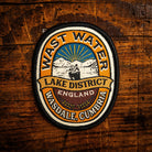 Wast Water retro woven patch - deepest lake in England, Lake District, beer pump clip design, iron-on