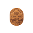 West Highland Way bikepacking patch close-up - retro woven cycling route patch product shot