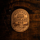 West Highland Way bikepacking retro woven patch - iconic Scottish cycling route, velcro-backed patch