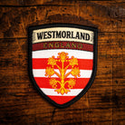 Westmorland county flag retro woven patch - county flag of Westmorland, England, iron-on backing