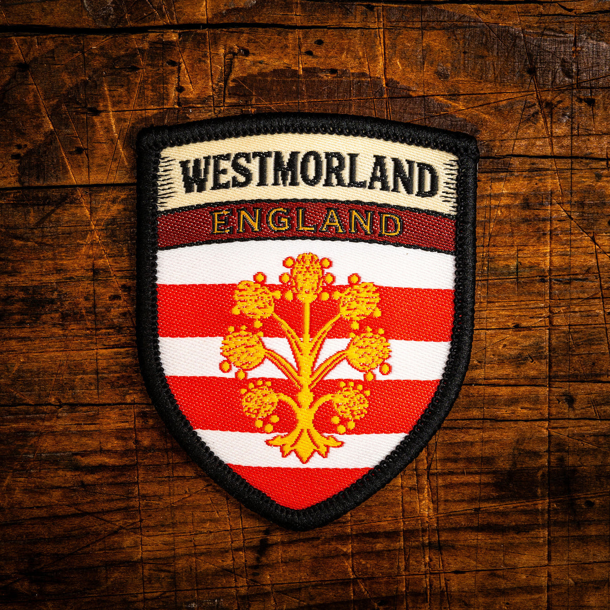 Westmorland county flag retro woven patch - county flag of Westmorland, England, iron-on backing
