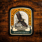 White-tailed Sea Eagle retro woven patch - largest UK bird of prey, wildlife patch, iron-on backing
