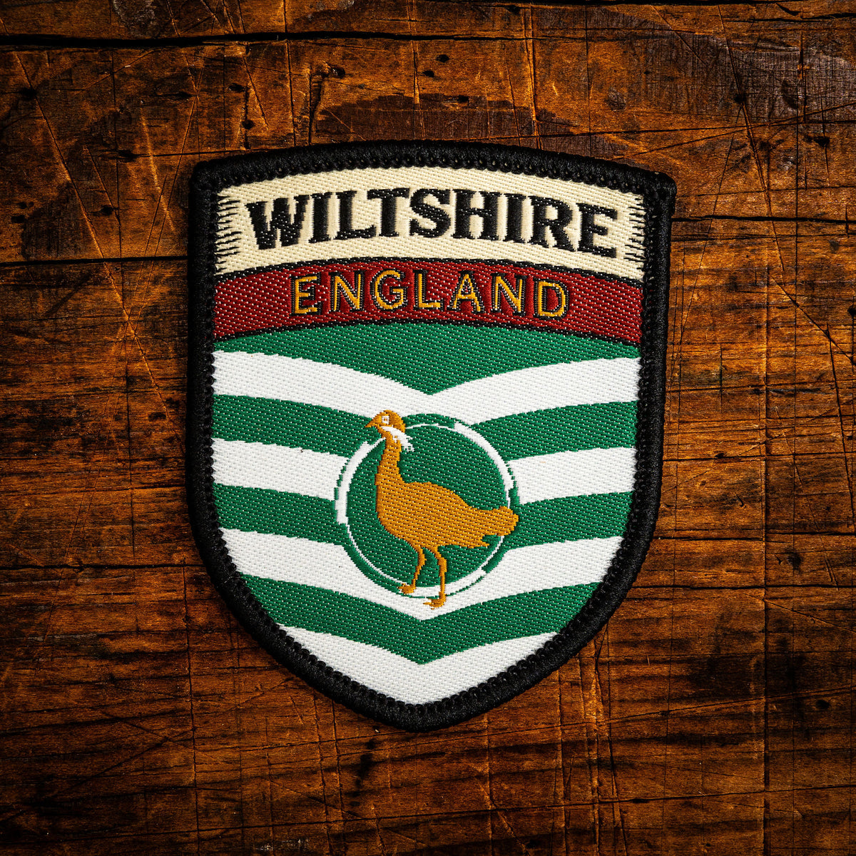 Wiltshire county flag retro woven patch - county flag of Wiltshire, England, iron-on backing