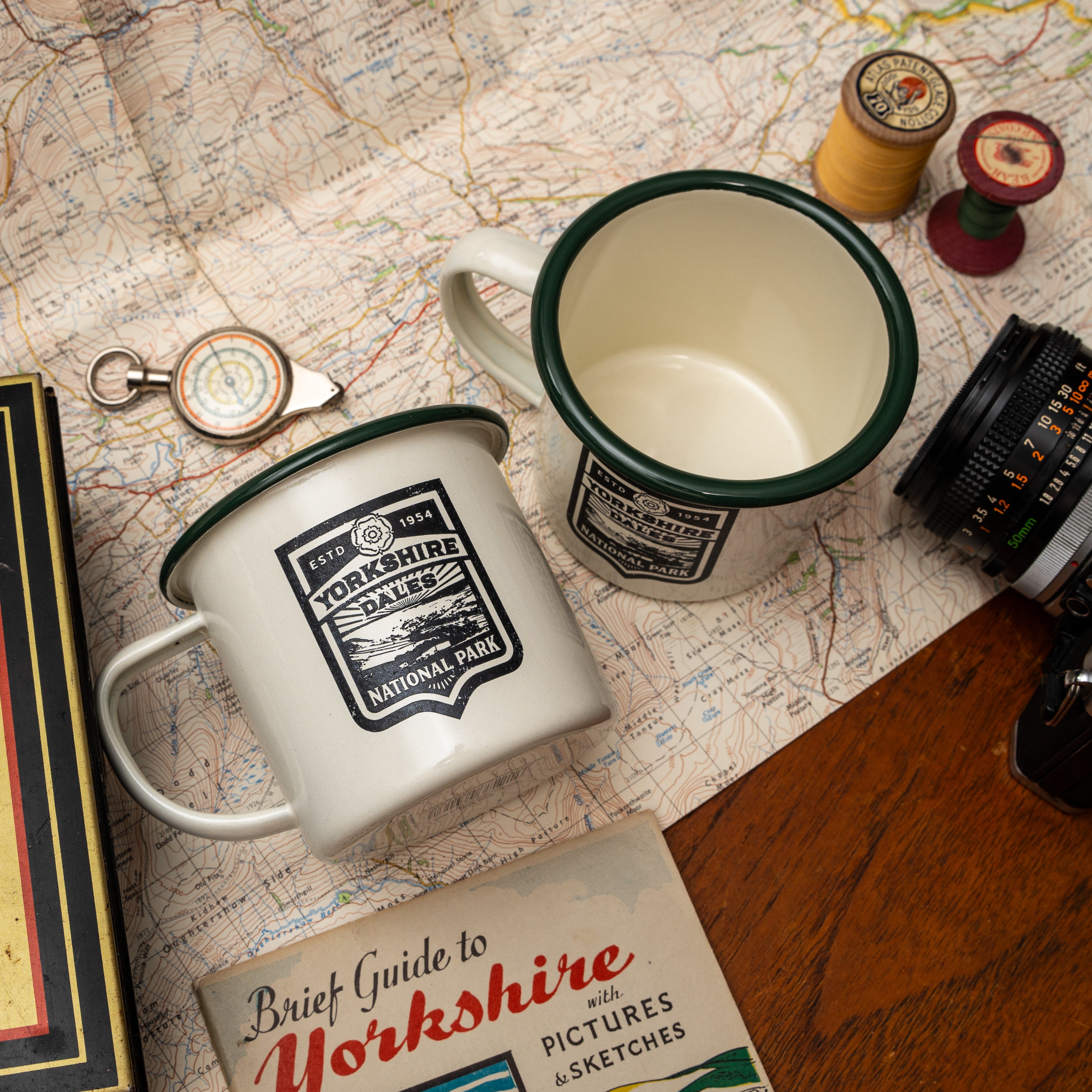 Yorkshire Dales National Park camp mug close-up detail - hard enamel camping mug