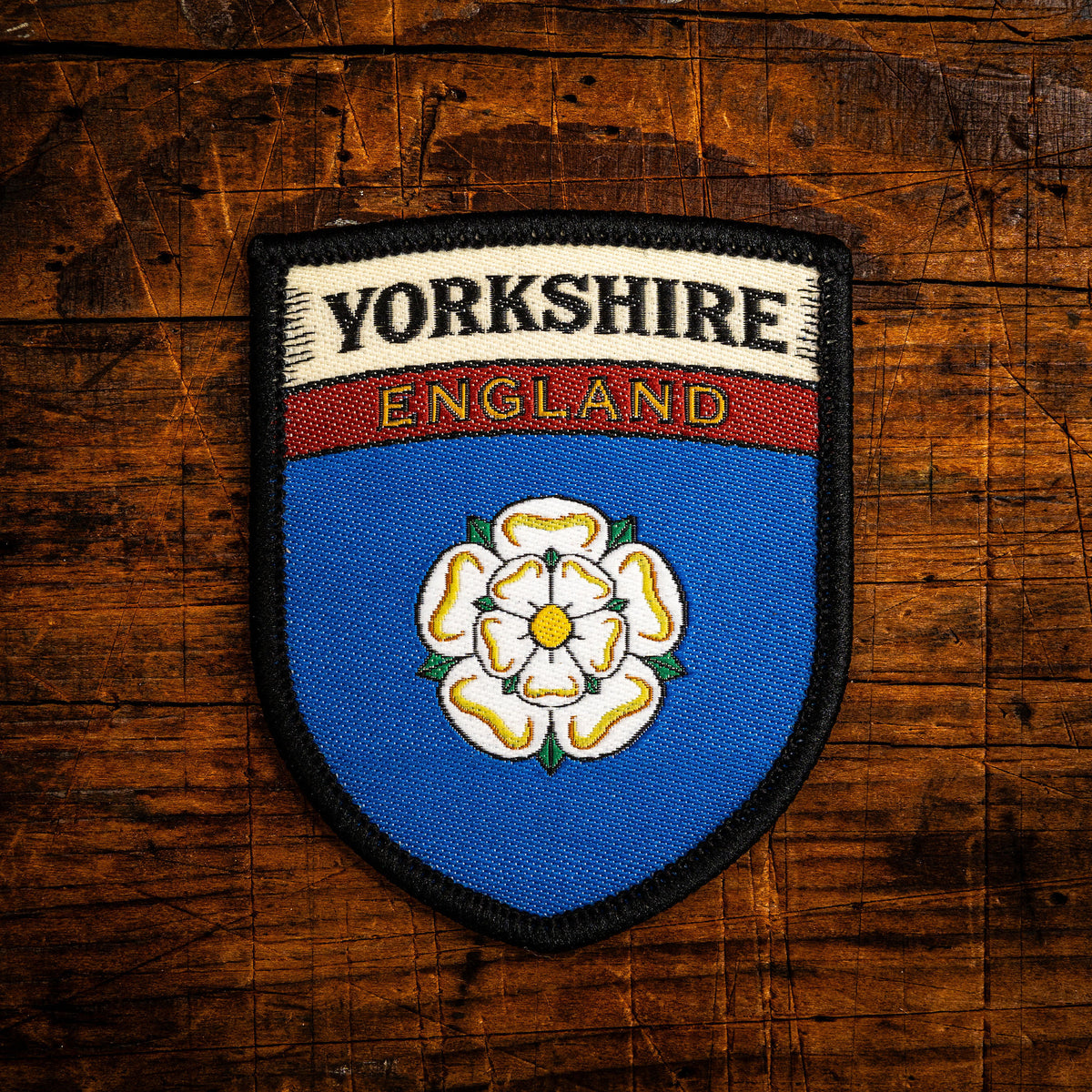 Yorkshire county flag retro woven patch - county flag of Yorkshire, England, iron-on backing