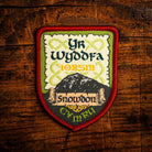 Yr Wyddfa (Snowdon) Celtic design woven patch – highest peak in England and Wales, iron-on, Welsh range