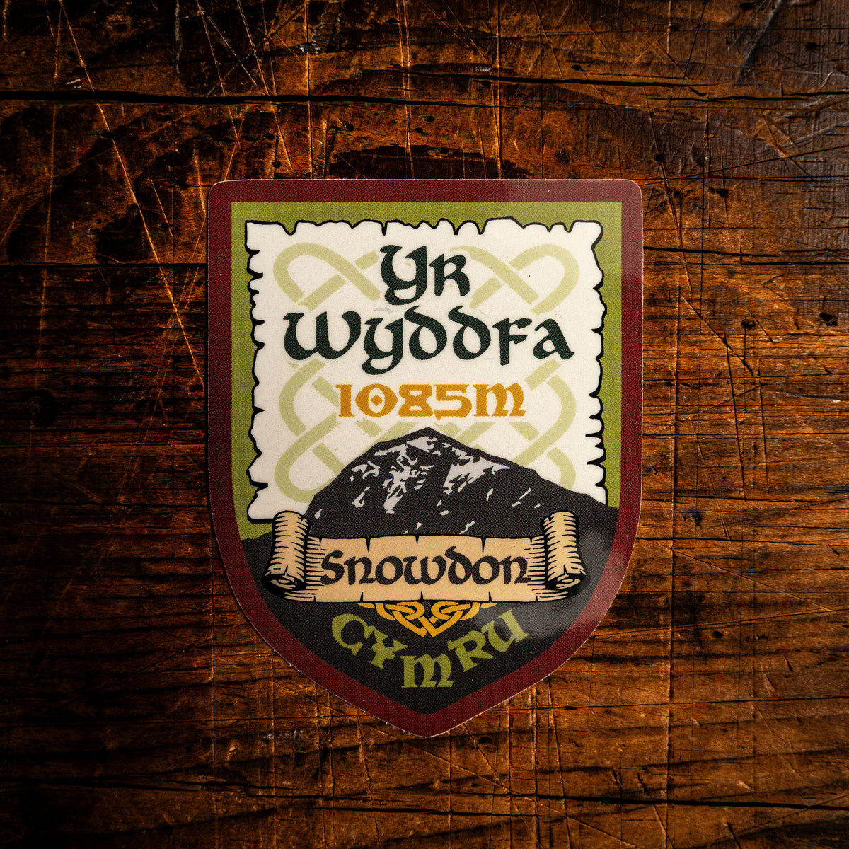 Yr Wyddfa (Snowdon) waterproof vinyl sticker – 62mm x 62mm, UV resistant, dishwasher safe Welsh sticker