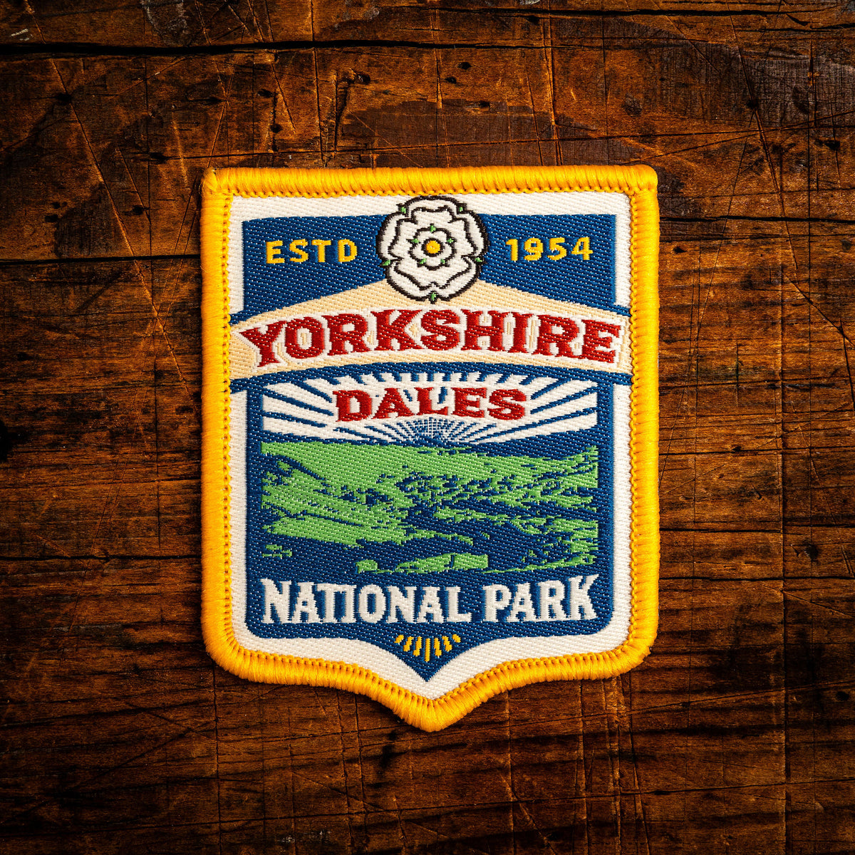Yorkshire Dales National Park retro woven patch – beautiful northern England national park, iron-on backing