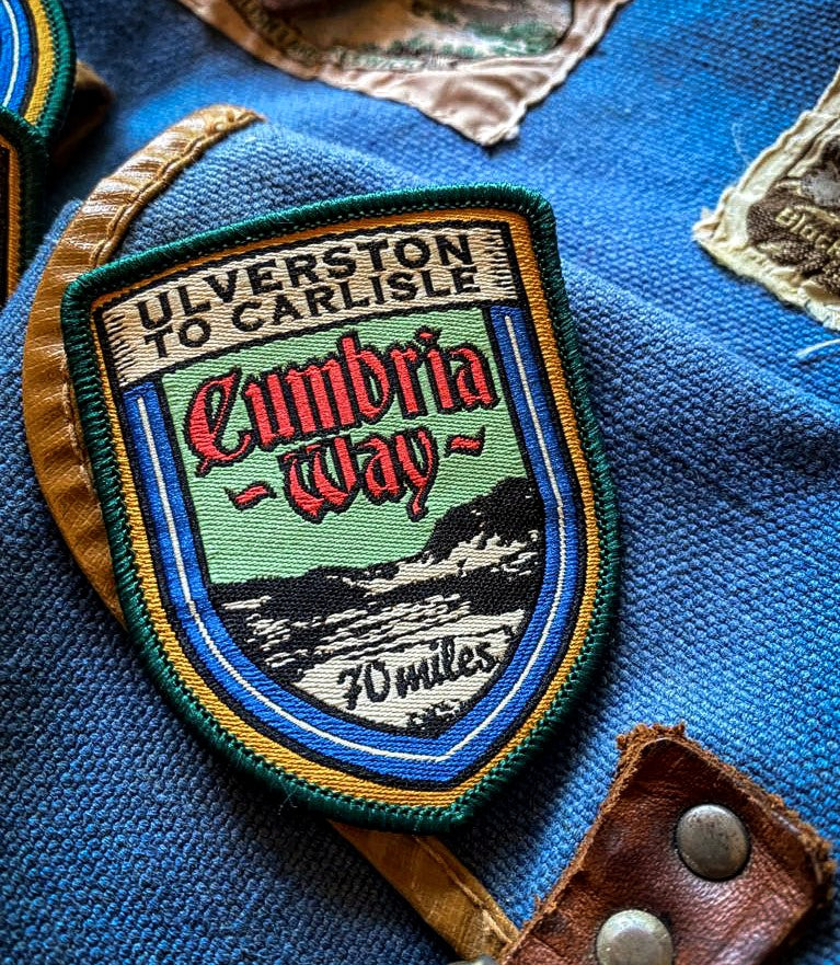 Lake District patches collection including Cumbria Way - retro woven hiking patches