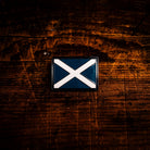 Saltire Flag hard enamel pin - Scottish national flag, whisky label design, butterfly clasp
