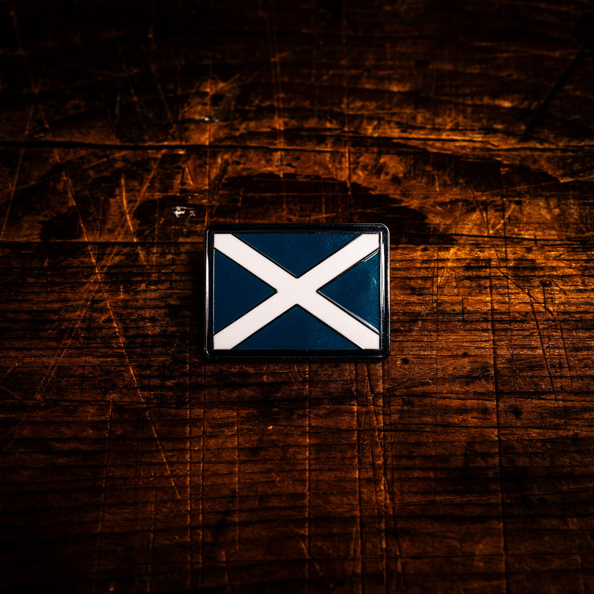Saltire Flag hard enamel pin - Scottish national flag, whisky label design, butterfly clasp