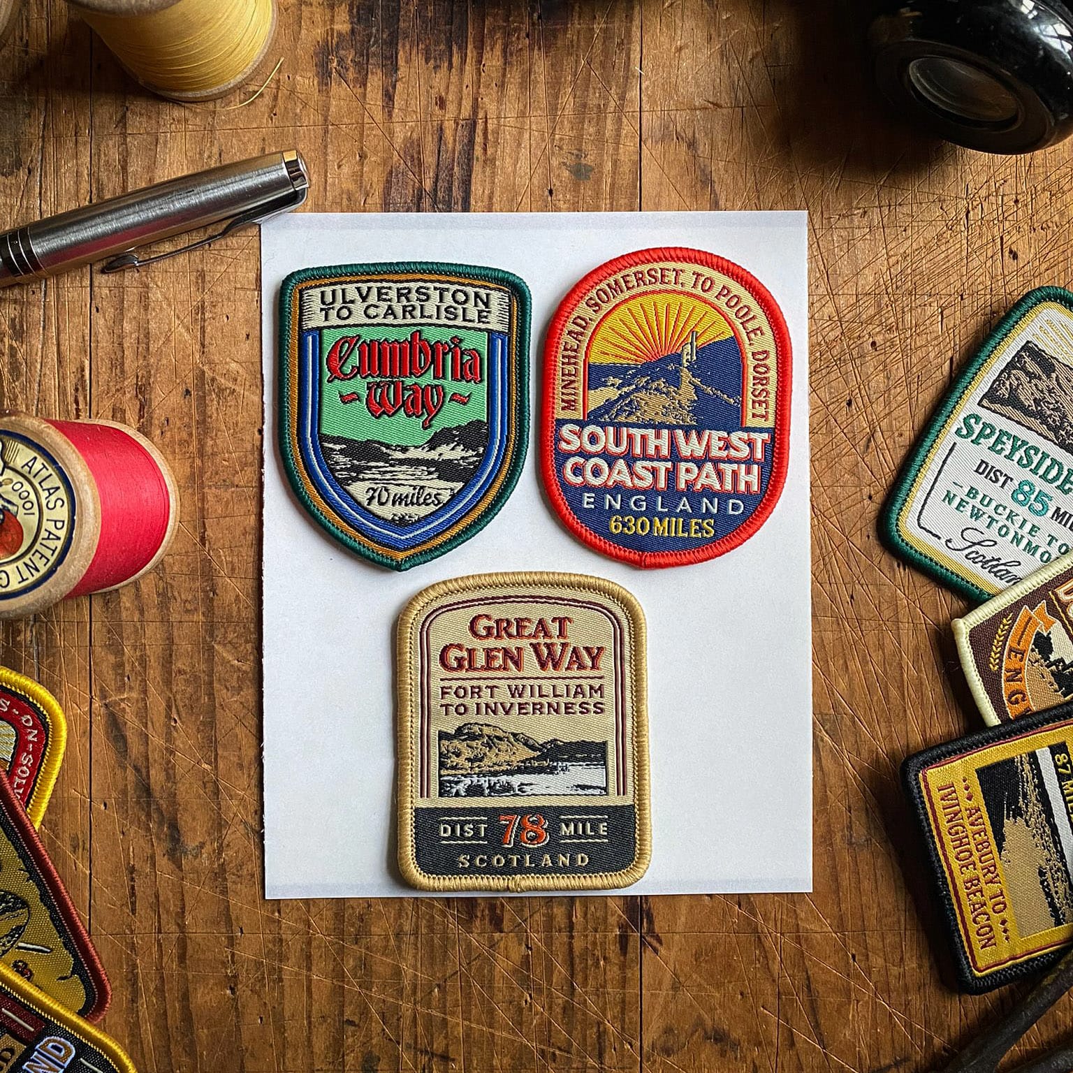 Patch adhesive sheet close-up - single cut to fit adhesive sheet for hiking patches
