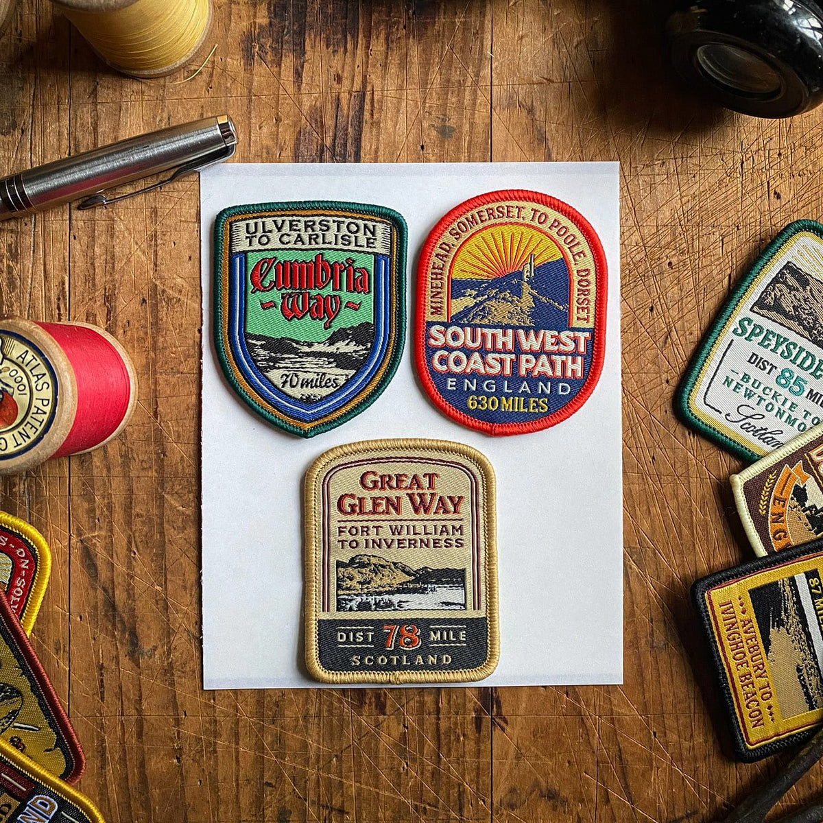 Patch adhesive sheet close-up - single cut to fit adhesive sheet for hiking patches