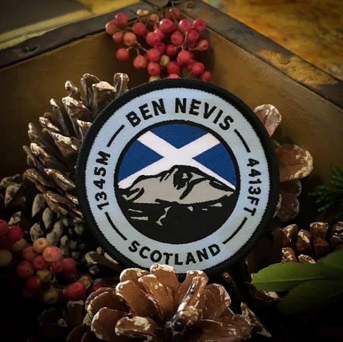 Ben Nevis woven patch – Christmas gift product shot, highest mountain in Scotland patch