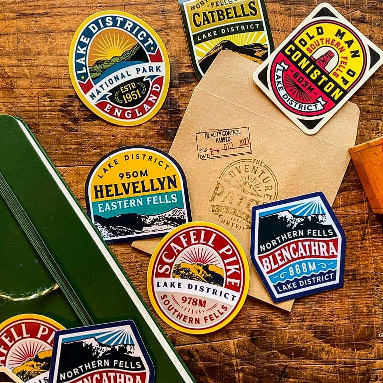 Lake District Fells stickers collection – Skiddaw sticker on water bottle, outdoor sticker range