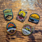 Lake District Fells enamel pins on backing cards – Scafell Pike pin displayed in collection