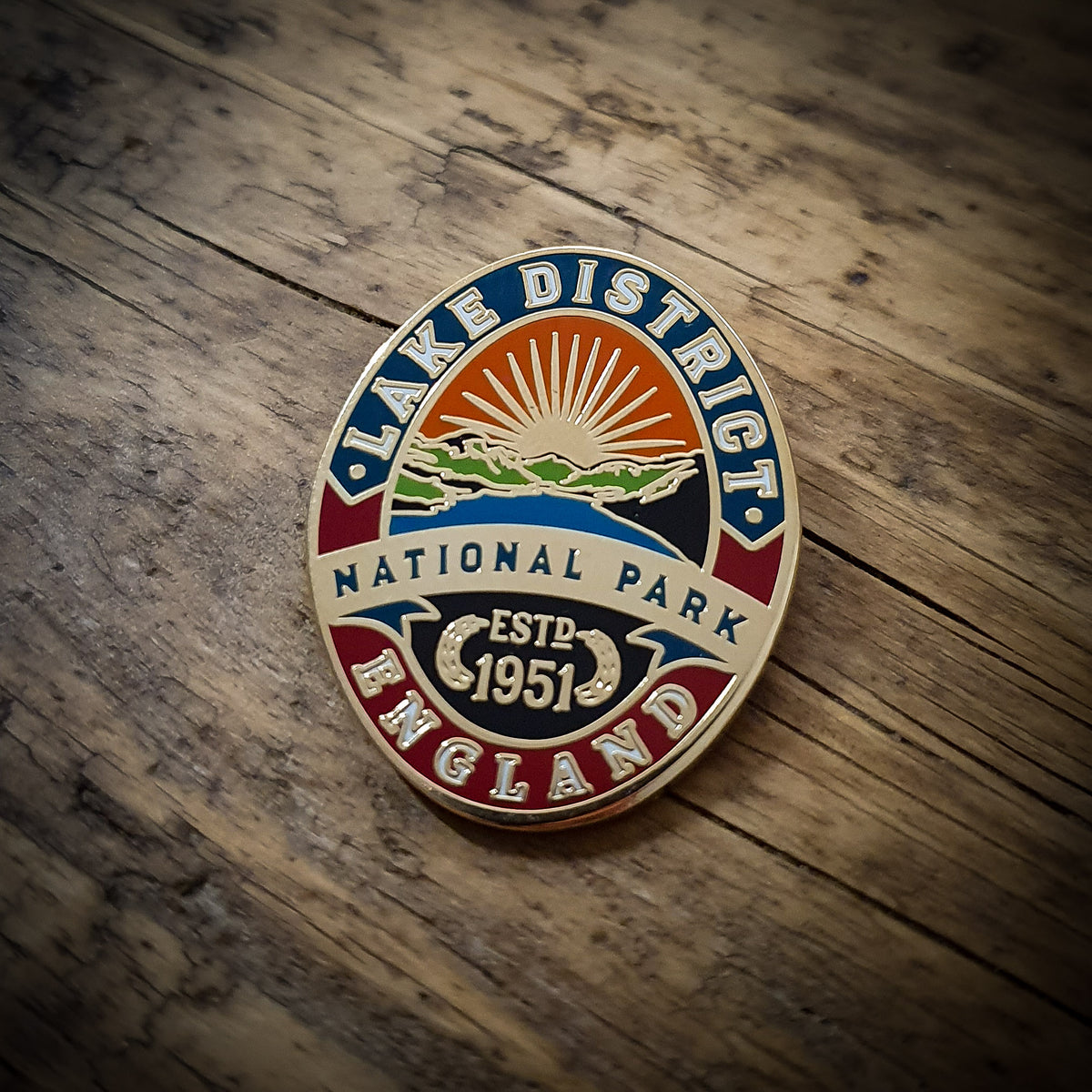 Lake District Heritage hard enamel pin badge – 30mm x 35mm, inspired by vintage mountain mementos