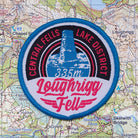 Loughrigg Fell woven patch close-up product shot – retro Lake District hiking patch