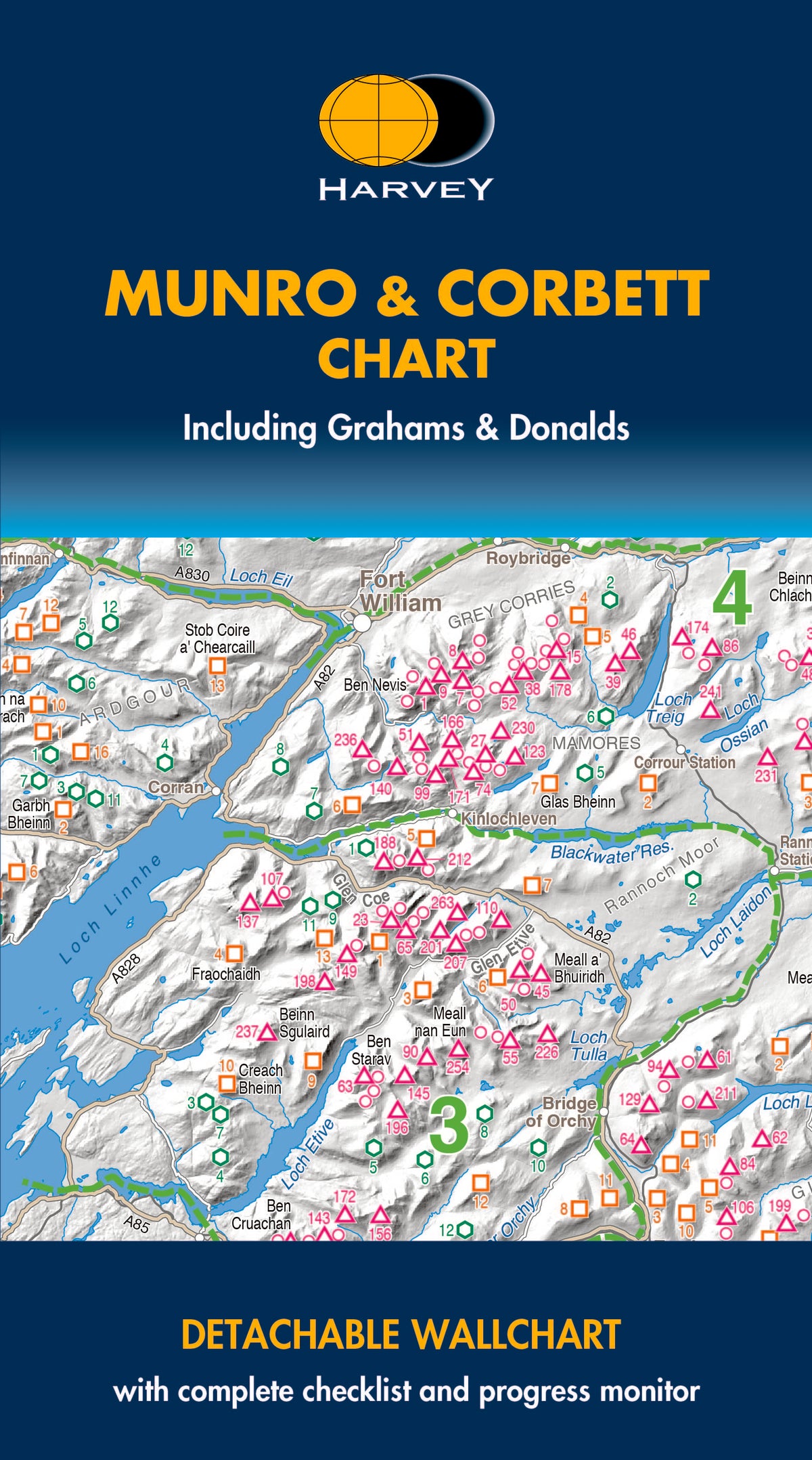 Munro & Corbett Mountain Wall Chart – 88cm x 114cm tick-off poster for Munro baggers
