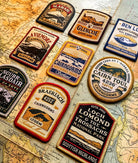 Nine new Scottish Mountain patches August 2022 – retro whisky label woven patch collection