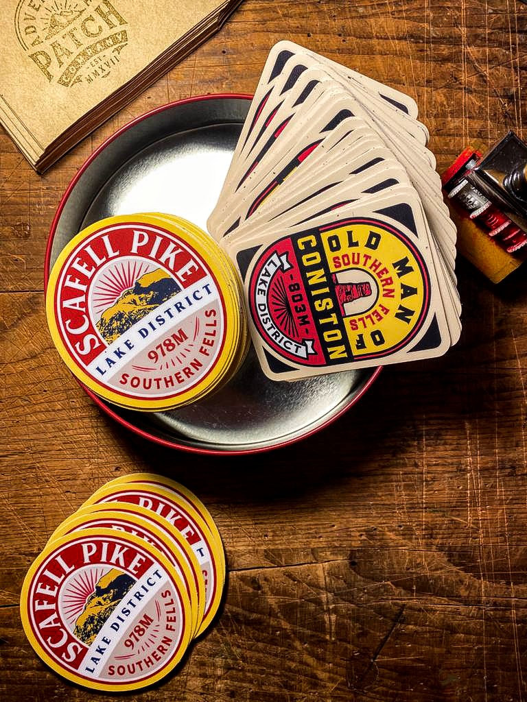 Helvellyn sticker on an outdoor flask – waterproof vinyl sticker displayed in situ