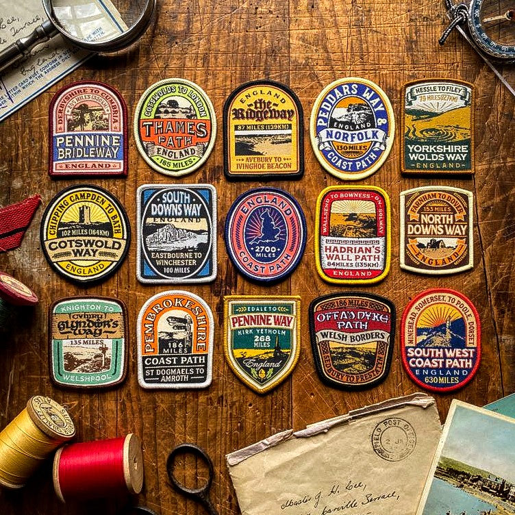 National Trails patches on outdoor gear – Glyndwr's Way patch included in collection