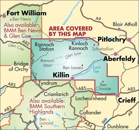 Harvey Maps Schiehallion & Glen Lyon area coverage – 1:40,000 scale map detail