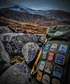 Scottish Mountain patches on a rucksack – Ben Lawers patch included in collection