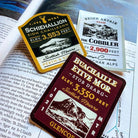 Scottish mountain vinyl stickers collection on a surface – Ben Nevis sticker included, outdoor sticker range