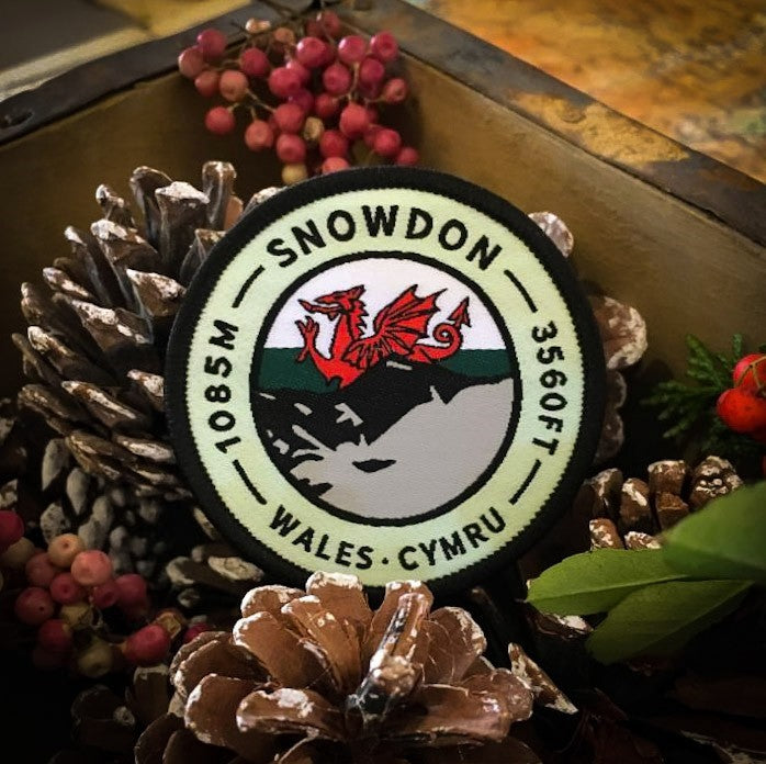 Snowdon woven patch – Christmas gift product shot, highest mountain in Wales patch