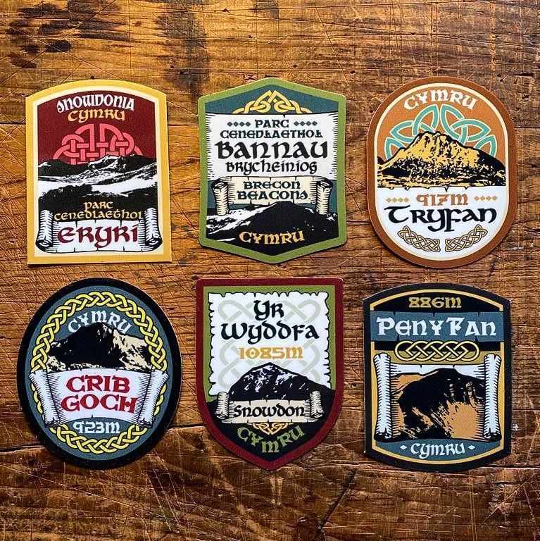 Welsh mountain vinyl stickers collection – Bannau Brycheiniog sticker included in outdoor sticker range
