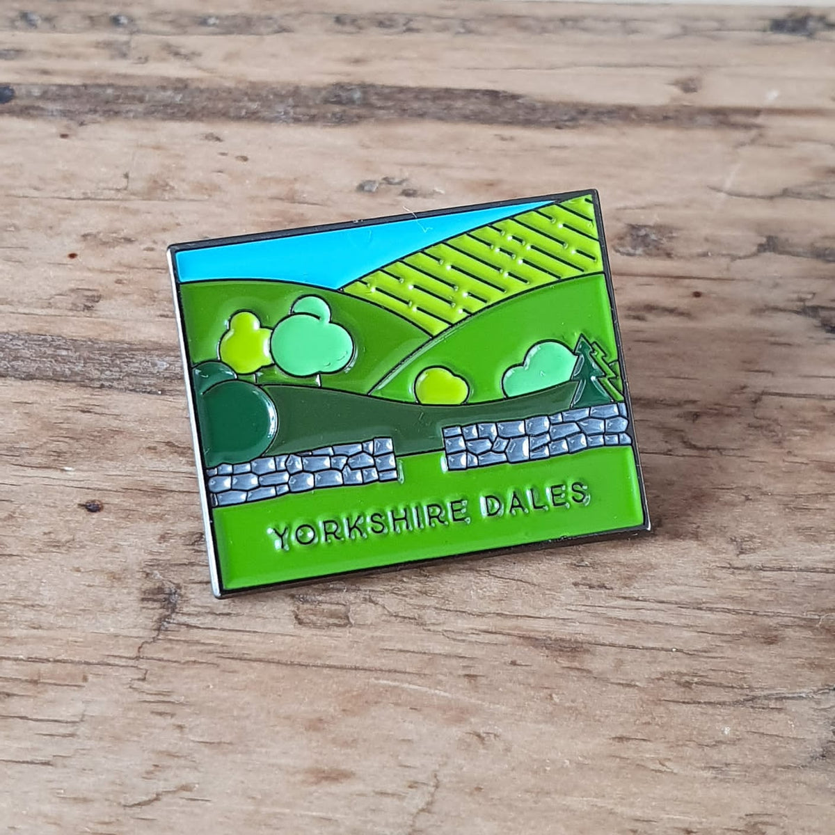 Yorkshire Dales National Park enamel pin – rolling dales and dry stone walls design, 25mm x 20mm